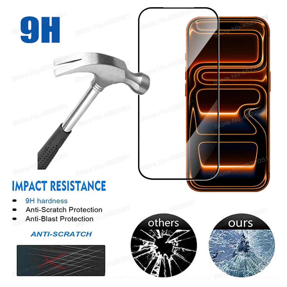 10 في 1 9D كامل الزجاج المقسى آيفون 17 16 15 14 13 12 11 برو ماكس زائد ميني 16e حامي الشاشة آيفون 17 برو ماكس الهواء #3