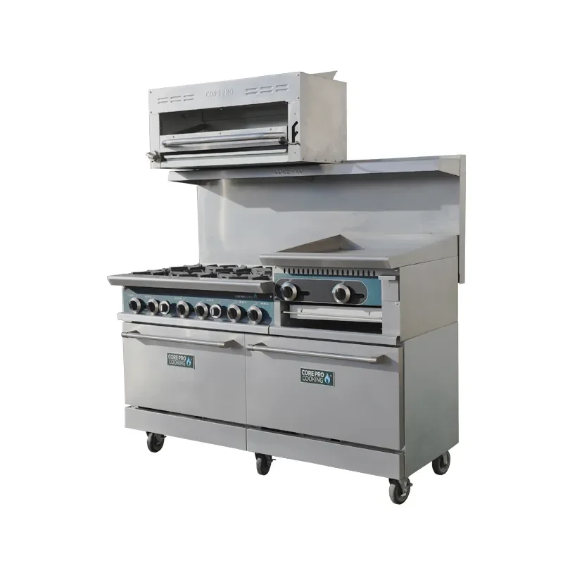ETL Commercial Standing 6 Burner Gas Stove With Grill Griddle Industrial Gas Stove With Oven With Salamanda Cooking Machines - view 4