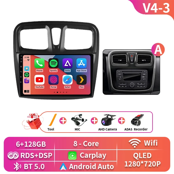 Android 16 Auto Voor Renault Dokker Lodgy Dacia 2012-2020 Radio Multimedia Speler Android Auto Carplay Head Unit navigatie Gps