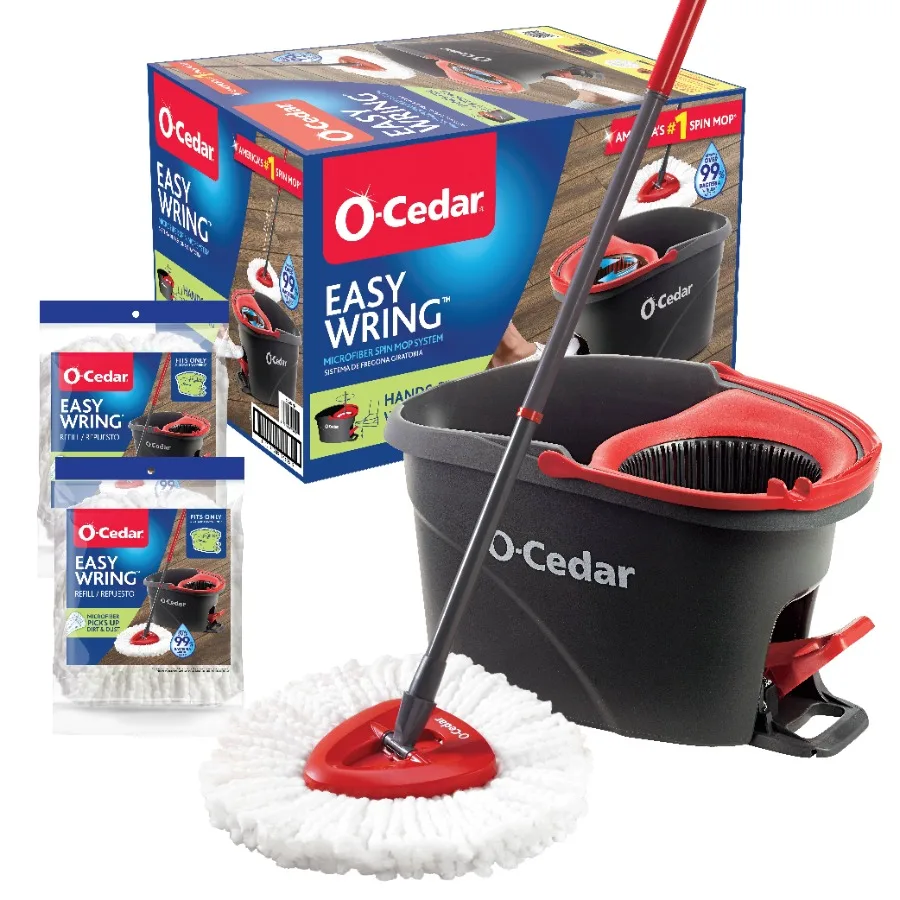 

EasyWring™ Microfiber Spin Mop and Bucket System with 1 Extra Mop Head Replacement 2 Total Refills