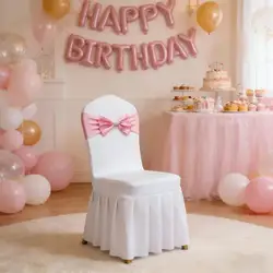 10 Pieces Wedding Decoration Spandex Chair Sash Bands Bow Tie with Glittering Diamond Buckle For Special Events Birthday Party