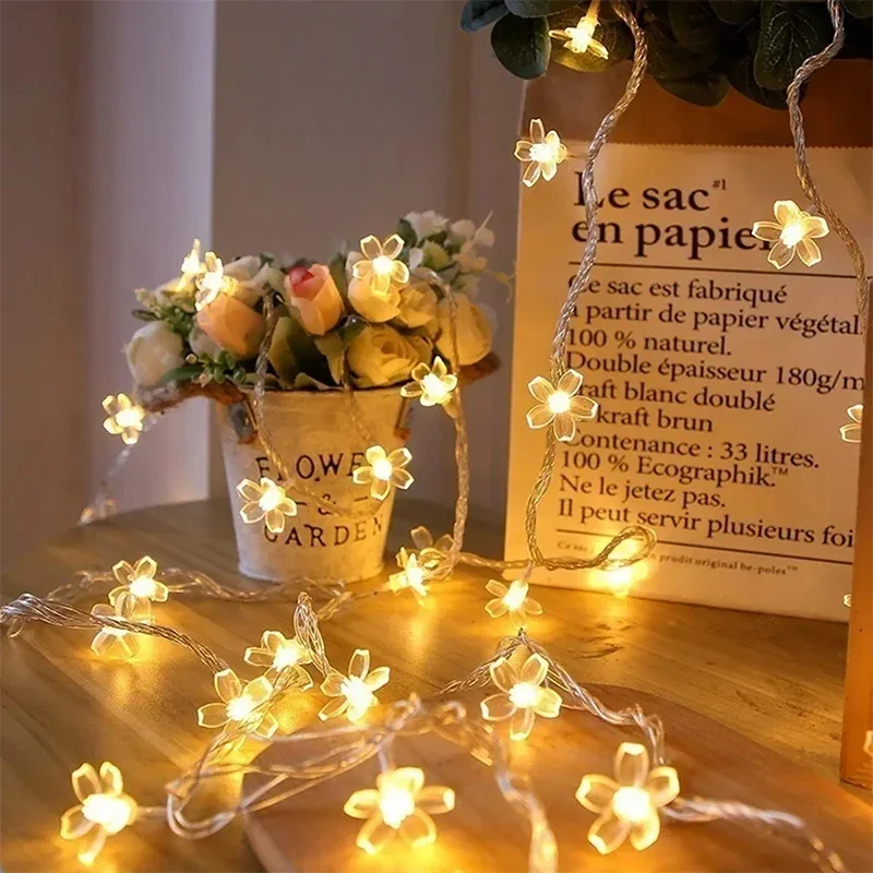 Guirxiété lumineuse à fleurs LED USB, décoration de sapin de Noël, décoration de la maison, fête, lumière solaire étanche IP65, lumière dégradée