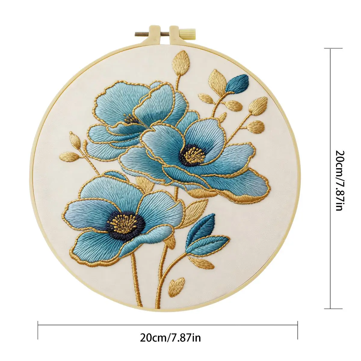 1 Stück 20X20CM/15X15CM 7,87/6,3 Zoll Pflanzen - Blumen Stickerei Starter-Kit DIY-Kit DIY-Stickerei-Set Handarbeiten Nähkunst – Detail 4