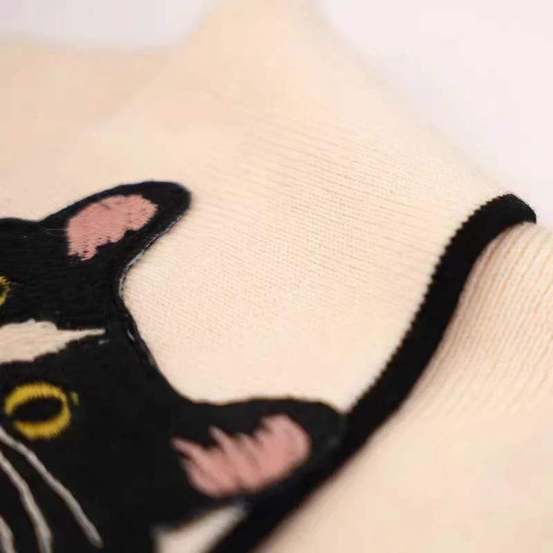 Women Sweater Summer Spring Cat Embroidery Short Sleeve Knit Pullover Chic   Korean Popular Clothes