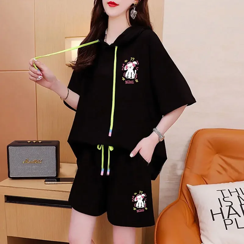 

Hoodie Women's Short Sets 2 Pieces 100℅ Cotton Katoen New Coordinated Promotion Kit Complete Two Chic and Elegant Female Shorts