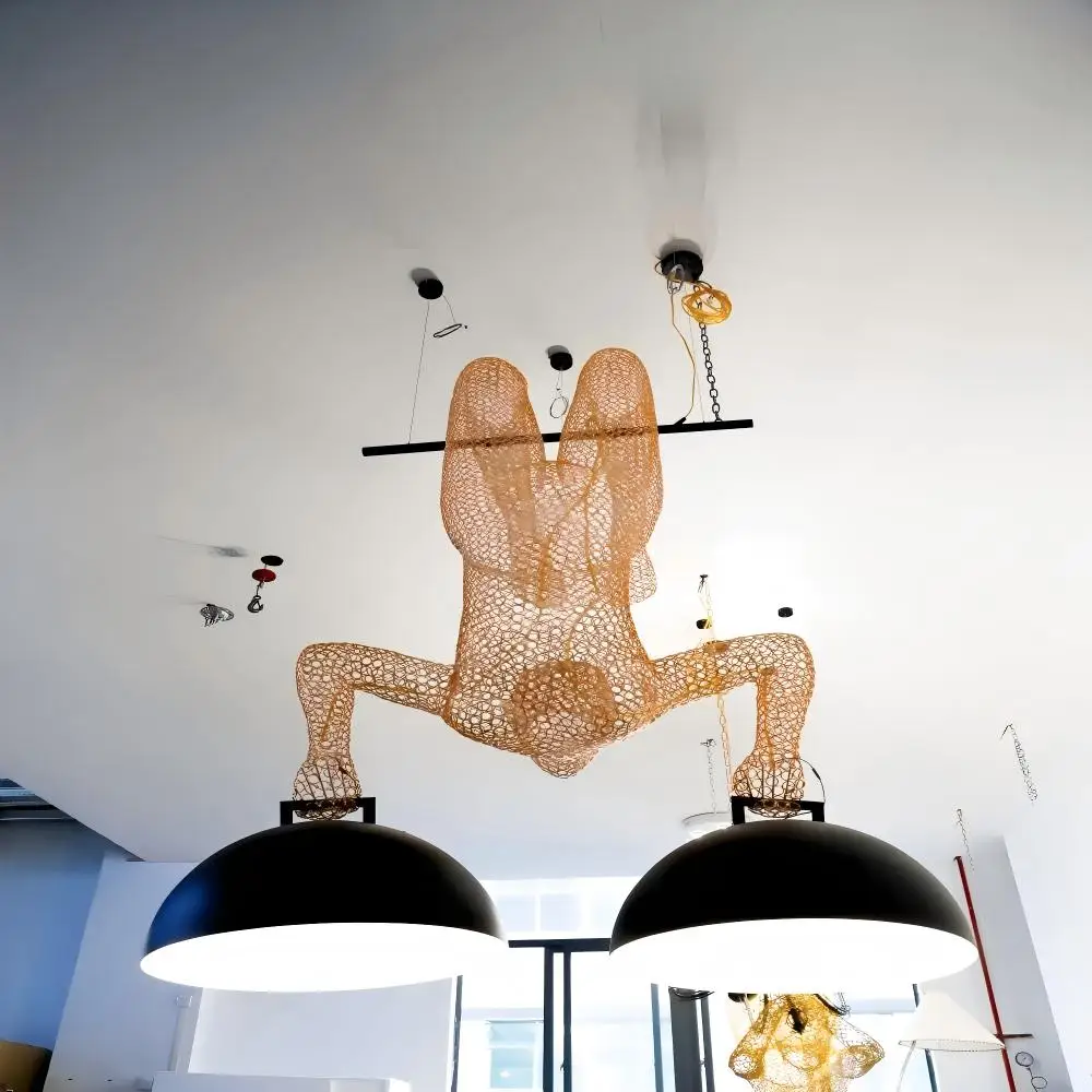 Roll Over Acrobat Sculpture Art Statue Pendant Lights Hanging Lamp Modern LED Chandelier Lights