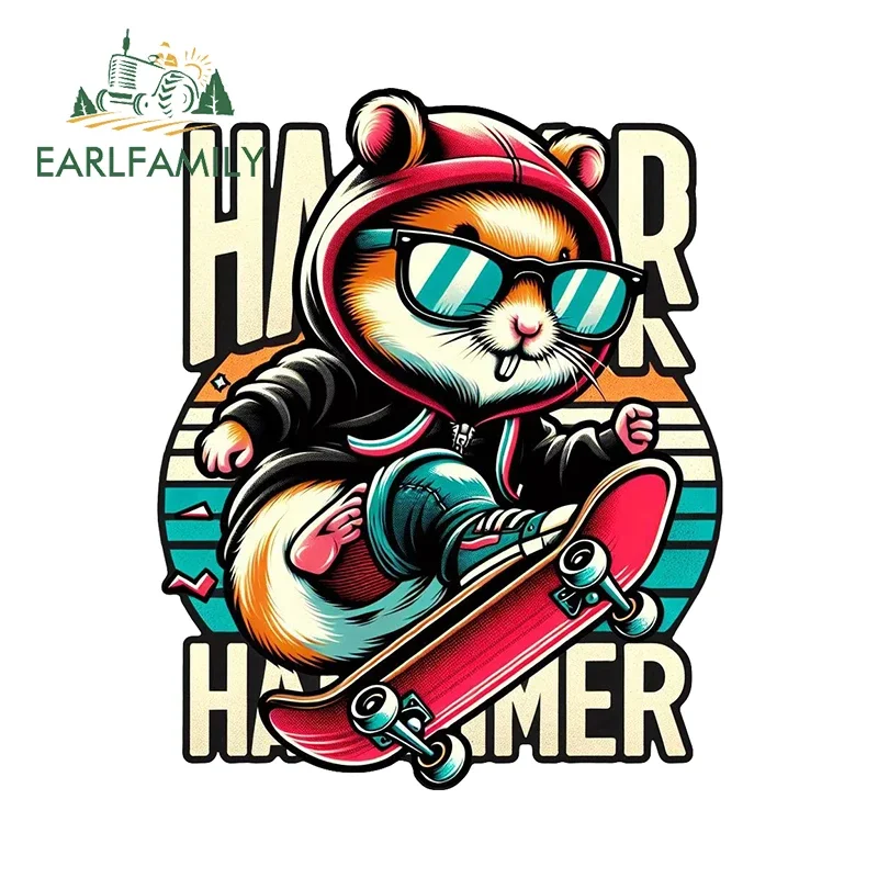 EARLFAMILY Cute Skateboard Mouse Car Stickers Amazing Colorful Cartoon Graffiti Decals Fashionable Car Acccesorios Para Auto