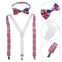 Set Bow Tie Clip Man Suspend Novelty Suspender Wedding 76X25X05CM Zinc Alloy Patriotic Celebration Costume Prop