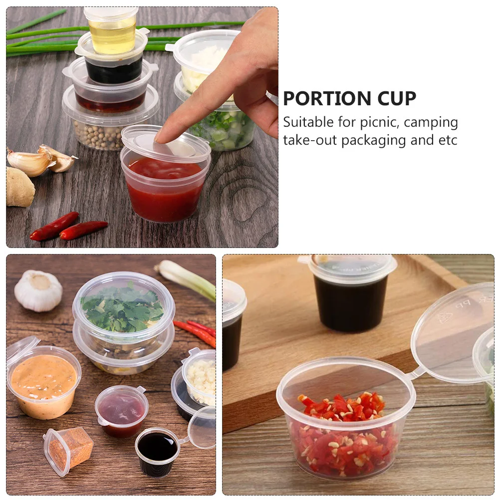 

200 pcs Seasoning Cups Disposable Clear Portion Cups For Sauce Salad Dressing Toppings Dips Pp Material Transparent Spice