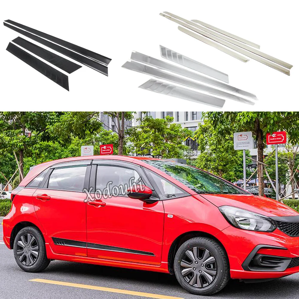 

For Honda Fit Jazz 2020 2021 2022 2023 2024 Car Cover Detector ABS/Steel Side Door Body Trim Sticker Strips Molding Bumper 4PCs
