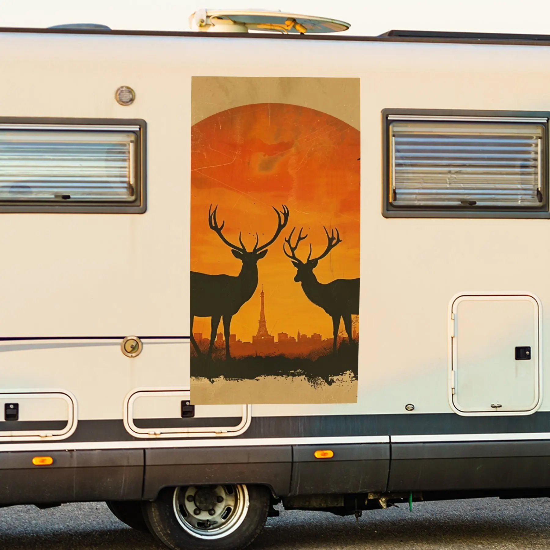 

Deer Silhouette Sunset Car Sticker,Vinyl Decal for motorhome car door, Waterproof Self-Adhesive Vinyl Stickers, Decoration Prote