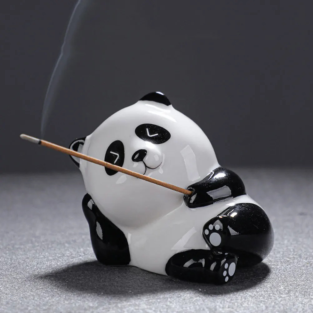 

Panda Incense Burner Censer Hanging Sticks Temple Ornament Holder Ceramic Stand