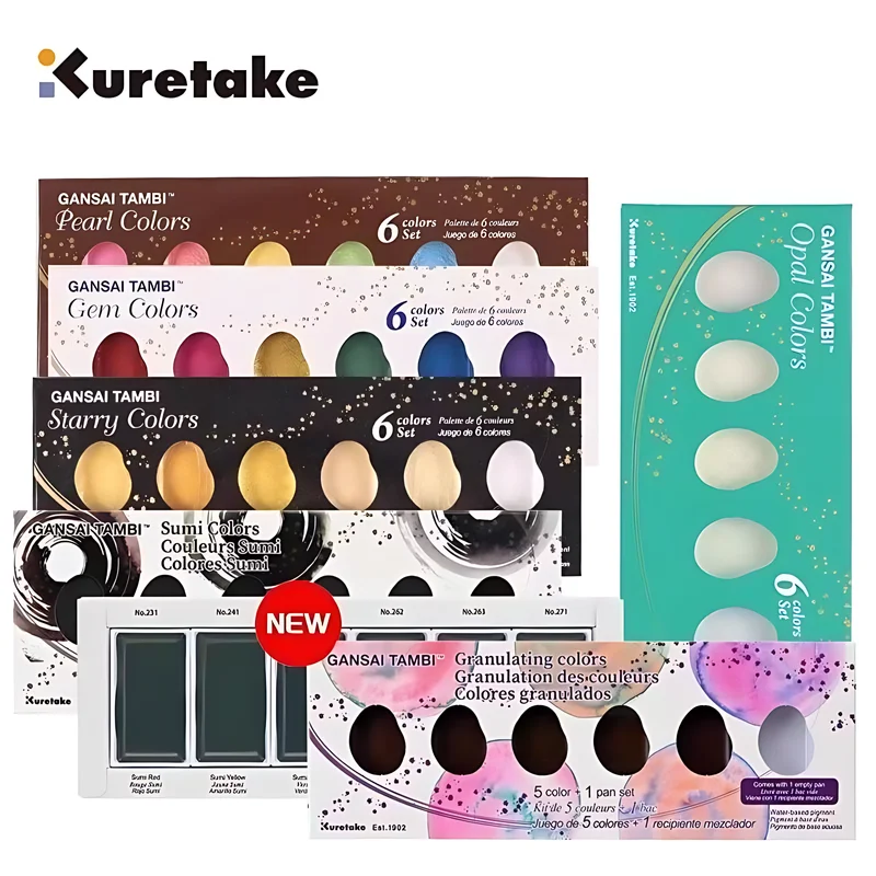 japan-kuretake-metallic-starlight-pearlescent-6-color-fantasy-layered-5-color-solid-watercolor-paint-set-painting-paint-supplies