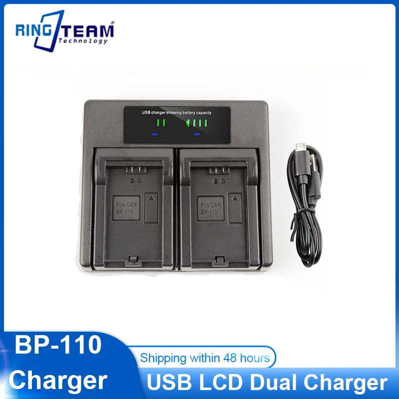 USB Dual Battery Charger for BP-110 BP110 CG-110 CG110 LEGRIA iVIS VIXIA R205 R206 R26 R27 R28 R21 R20 R200 R21 CAmcorder