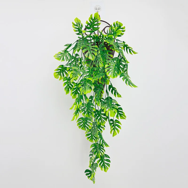 75cm verde hoja de tortuga vid Amazonia planta Artificial colgante orquídea hoja verde vid decoración de pared decoración del hogar