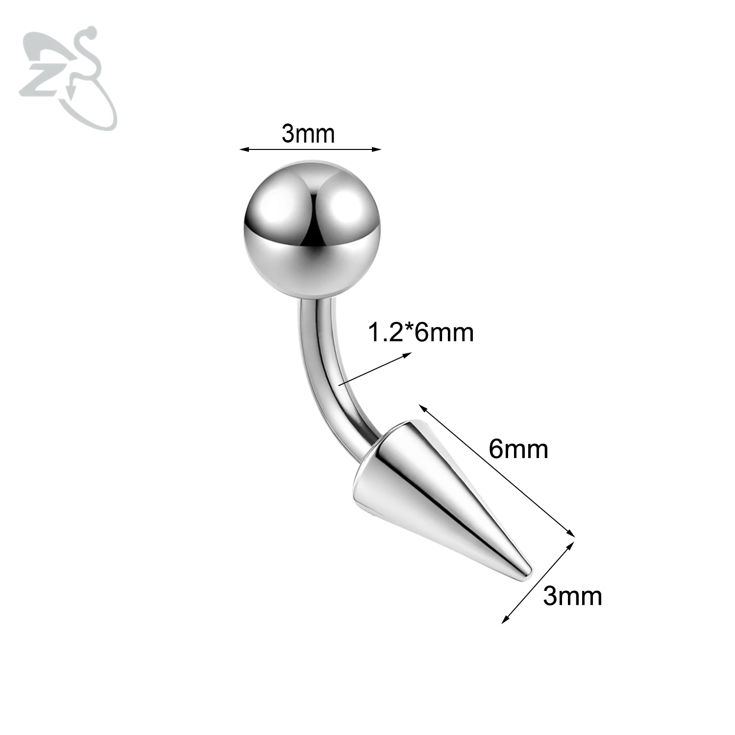 16G Stainless Steel Spike Eyebrow Ring, Unisex