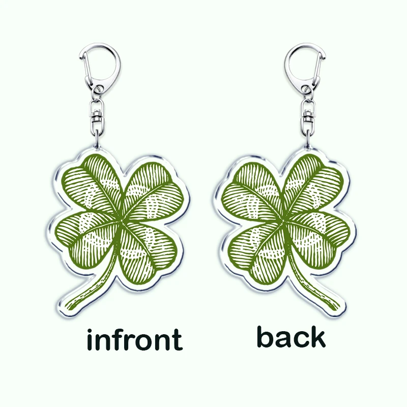 Hot Four Leaf Green Plant Lucky Clover Keychains for Accessories Bag Irish Luck Shamrock Keyrings Jewelry St Patricks Day Gifts