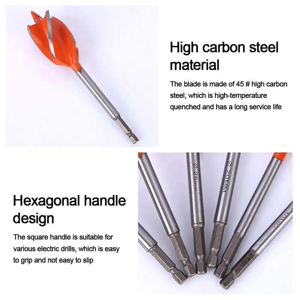 목재 커터 트위스트 드릴 비트, 육각 생크 목재 구멍 커터, 4 플루트 오거 목수 드릴 비트, 코어 드릴 비트, 10-25mm