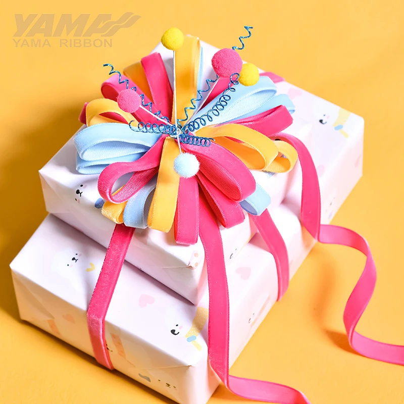 YAMA-Monochrome Velvet Ribbon for Wedding Crafts, Garment Accessories, Shops have 10 Kinds of Size, 4 in, 6mm, 70 Yards/Lot