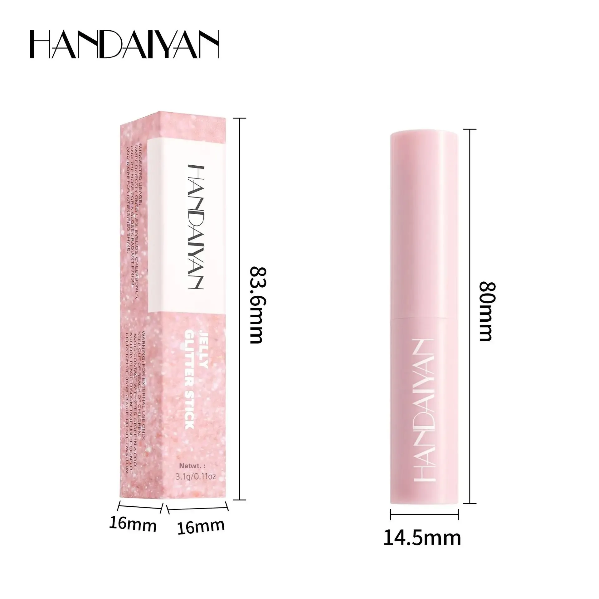 HANDAIYAN Eyeshadow Stick Jelly Eyeshadow Highlight Stick Pearly Brighten Long Lasting Glitter Multi-Functional Eye Contouring