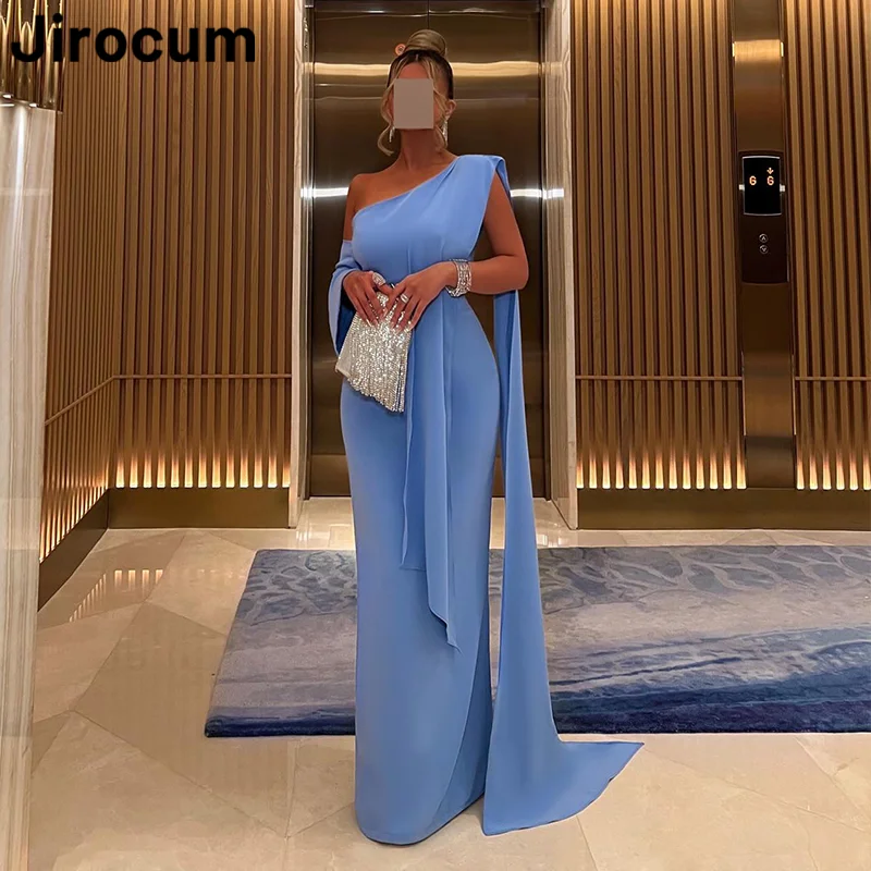 

Jirocum Simple Mermaid Prom Dress Women's One Shoulder Long Sleeve Party Evening Dresses Floor Length Special Occasion Gowns