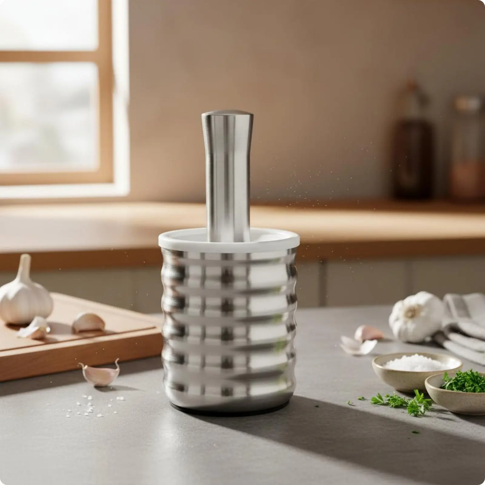 Stainless Steel Mortar and Pestle Sturdy Mortar and Pestle Set Garlic Grinder Cup Easy to Clean Herb Grinder Bowl Non-Slip Base view 2