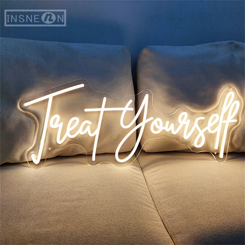 Treat Yourself Neonowy znak świetlny LED, dekoracja ścienna, impreza klubowa, dom, sypialnia, bar, pokój do gier, prezenty