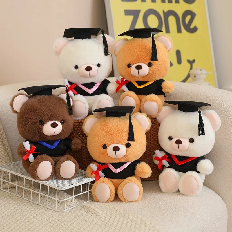 New Stuffed Animal Graduation Bear in a Scarf Dolls Doctor Bear Plush Toy  Boys Girls Student Children Birhtday Gift