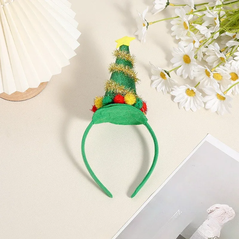 12pcs Women Girls Green Tree Headband Creative Dress Up Hairband Merry Christmas XMS Decorations