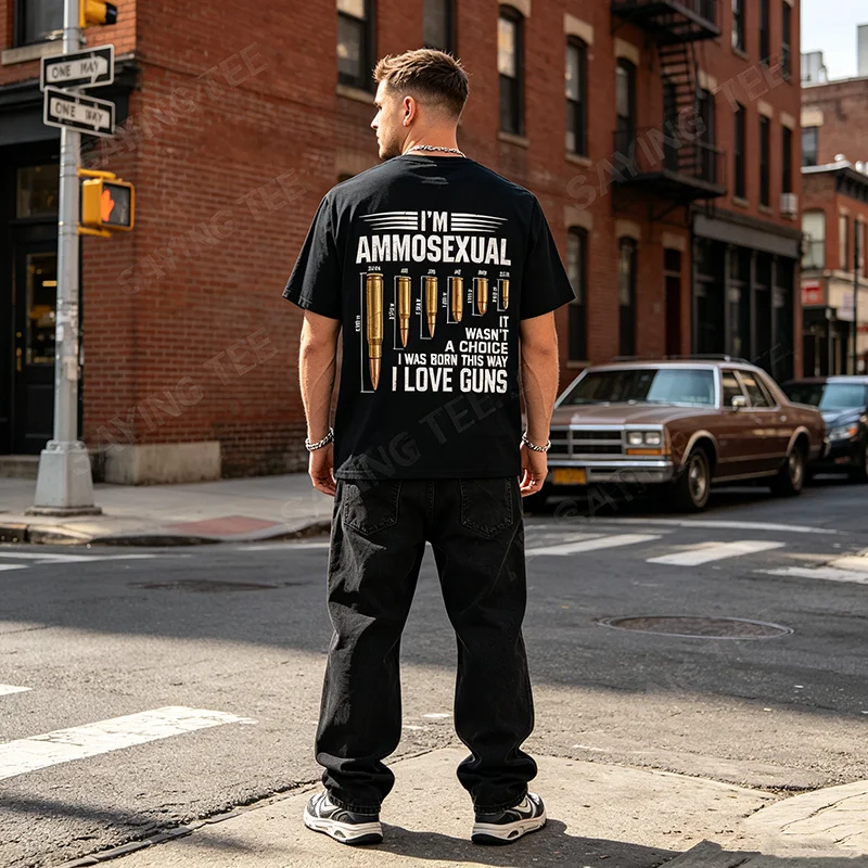 Ich bin ein Ammosexueller, Waffenliebhaber, Enthusiast, Zweite Verfassungszusatz, lustiges T-Shirt, Y2k, humorvoll, sarkastisch, Witz, Spruch, T-Shirt, Streetwear-Kleidung – Detail 5