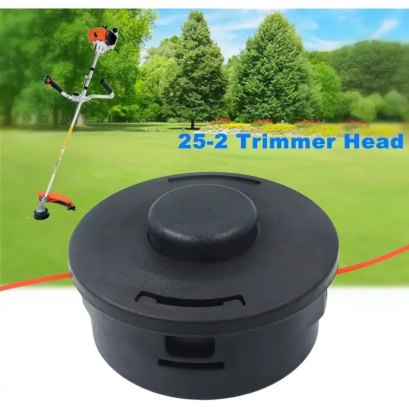 Durable Black PP Plastic Trimmer Head Easy Refill Nylon Line Quick Installation Universal Fit Most Grass Trimmer Lawn Care Repla