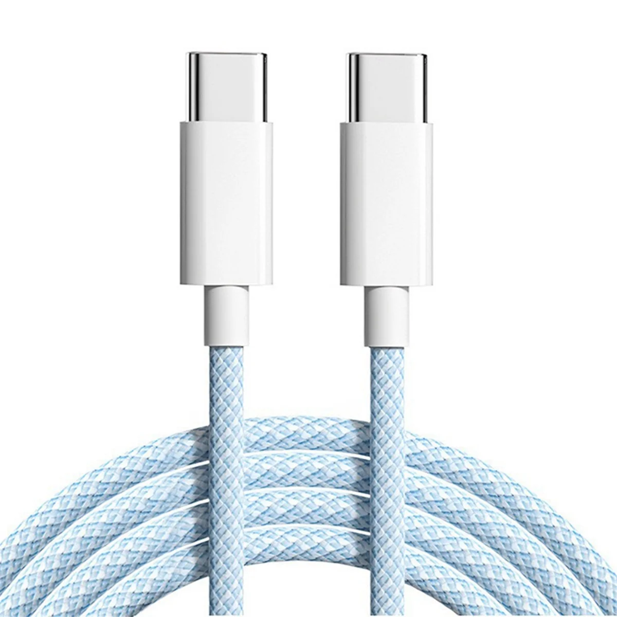 For IPhone 15 Macaron Data Cable Dual Type-C Fast Charging Braided Data Cable C to C 60W 100cm Charging Cable,Blue