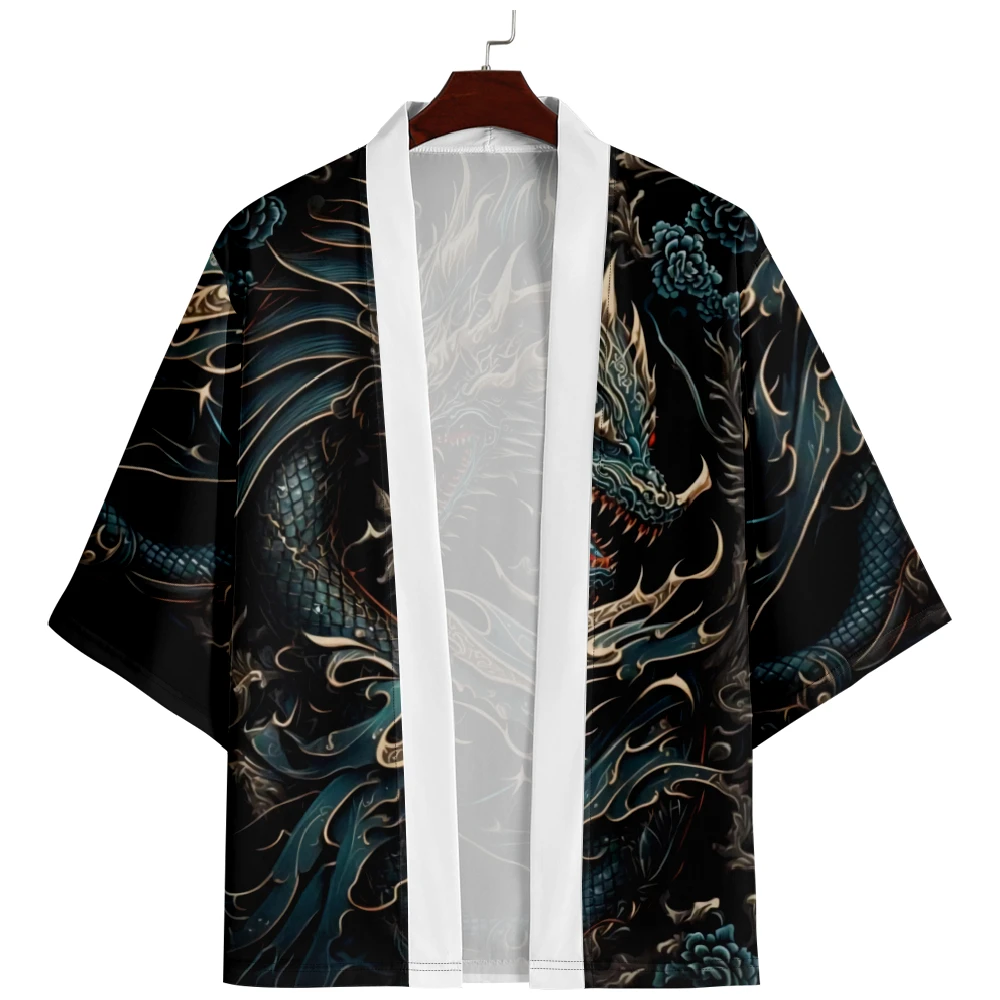 Anime Print Traditional Kimono 2024 Japanese Men Women Cardigan Haori Streetwear Samurai Tops Plus Size 4XL 5XL 6XL