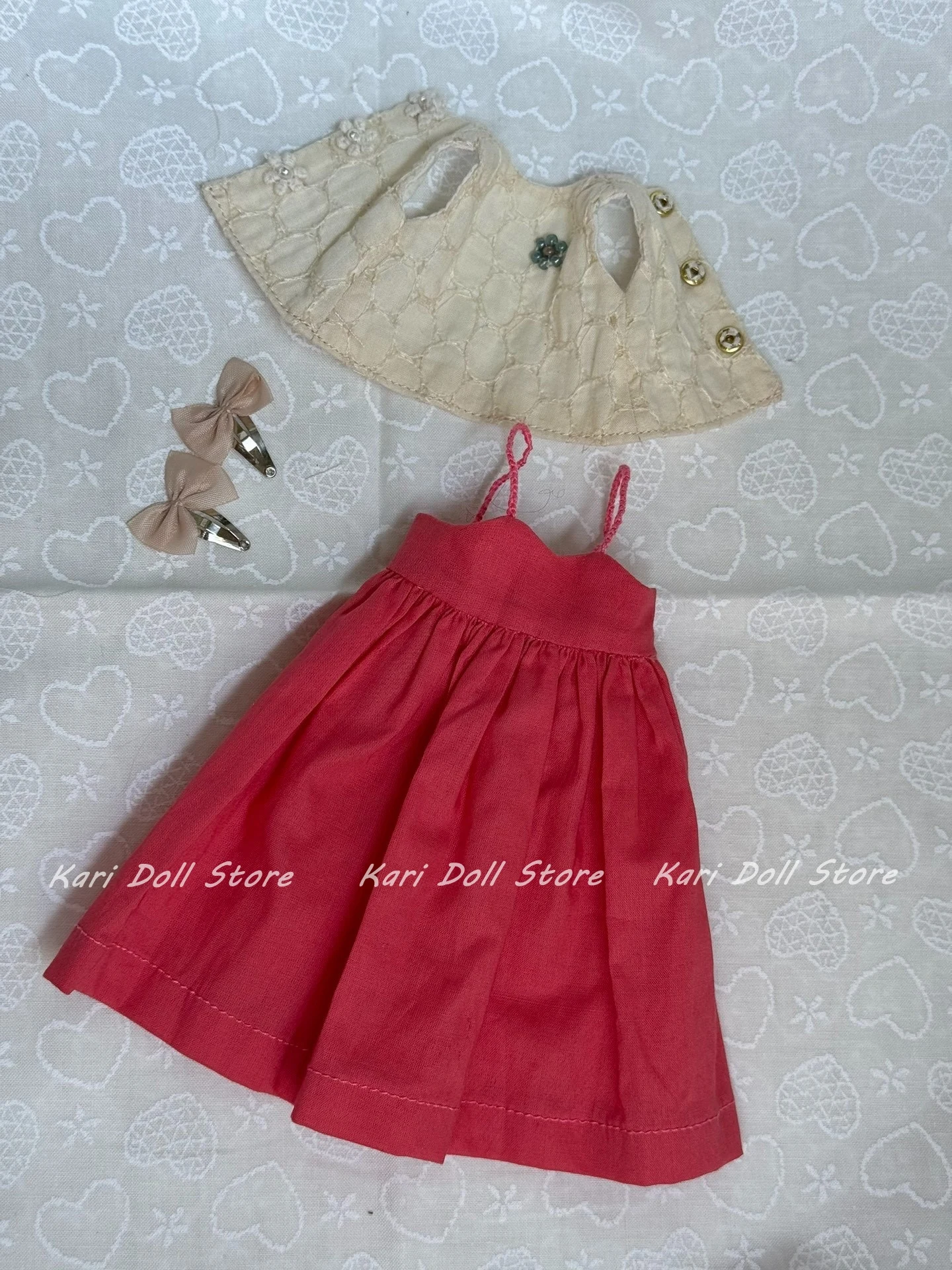 

s Kari Doll Clothes and skirts hand made Deep pink dress with hollowed-out sleeveless vest set for Landazz Landoudou Doll