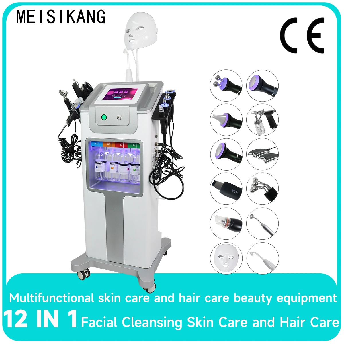 Máquina de dermoabrasión facial con agua de hidrógeno 12 en 1, peeling acuático, rejuvenecimiento de la piel, blanqueamiento, lifting, eliminación de arrugas, mascarilla LED, máquina de belleza con burbujas de oxígeno.