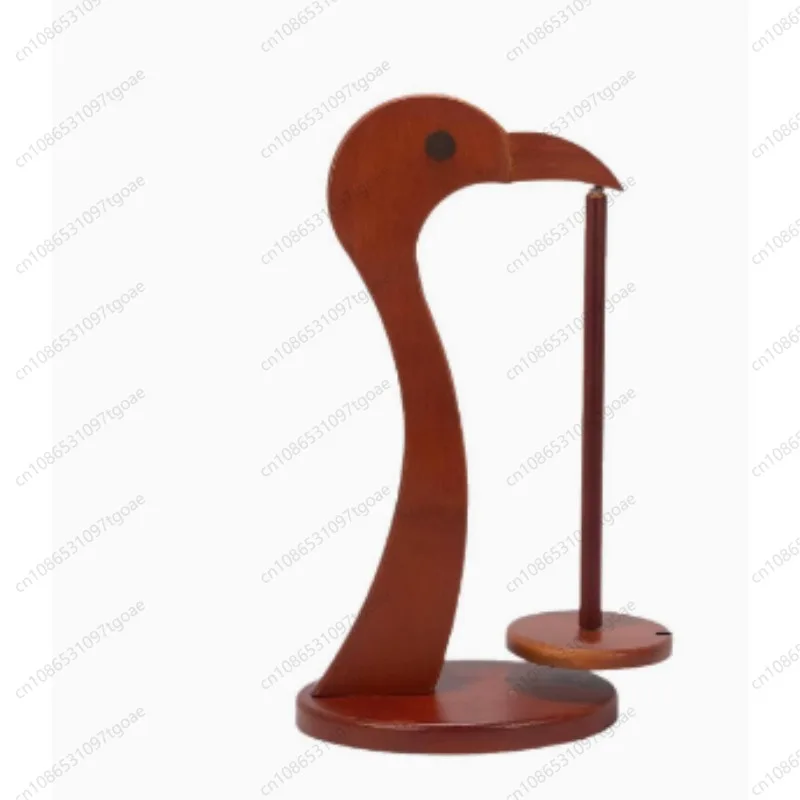 Natural Bamboo Yarn Dispenser Bird Shape Rotating Spool Holder Crochet Knitting Thread Organizer