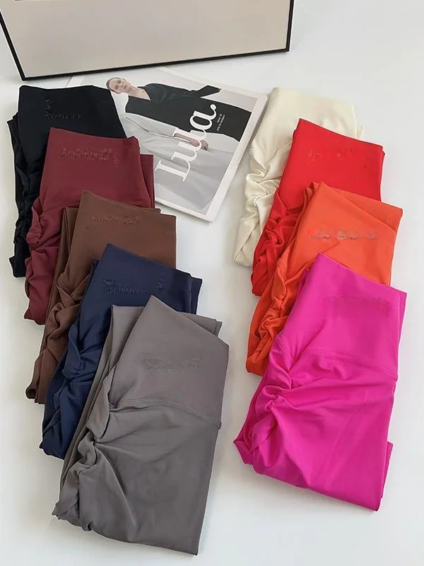 high-waist-yoga-pants-new-sensation-pleated-chrysanthemum-fitness-running-sporty-tight-pure-color-long-pants-for-women