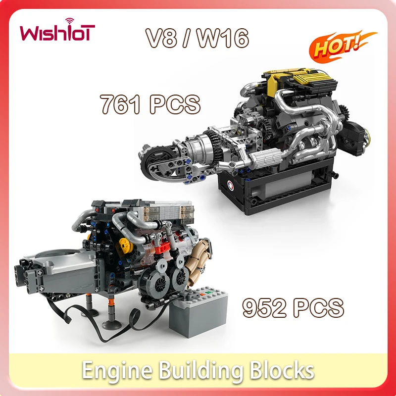 

761 шт./952 шт. V8 строительные блоки двигателя в сборе модель MOC Technology DIY мелкие частицы кирпичи для автомобиля мальчик крутые подарки игрушки