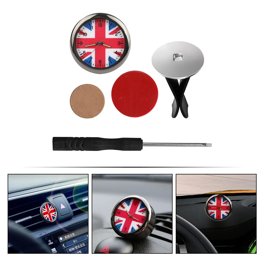 Decor Car Clock Decoration Union Jack Flag Interior Creative Miniature with for