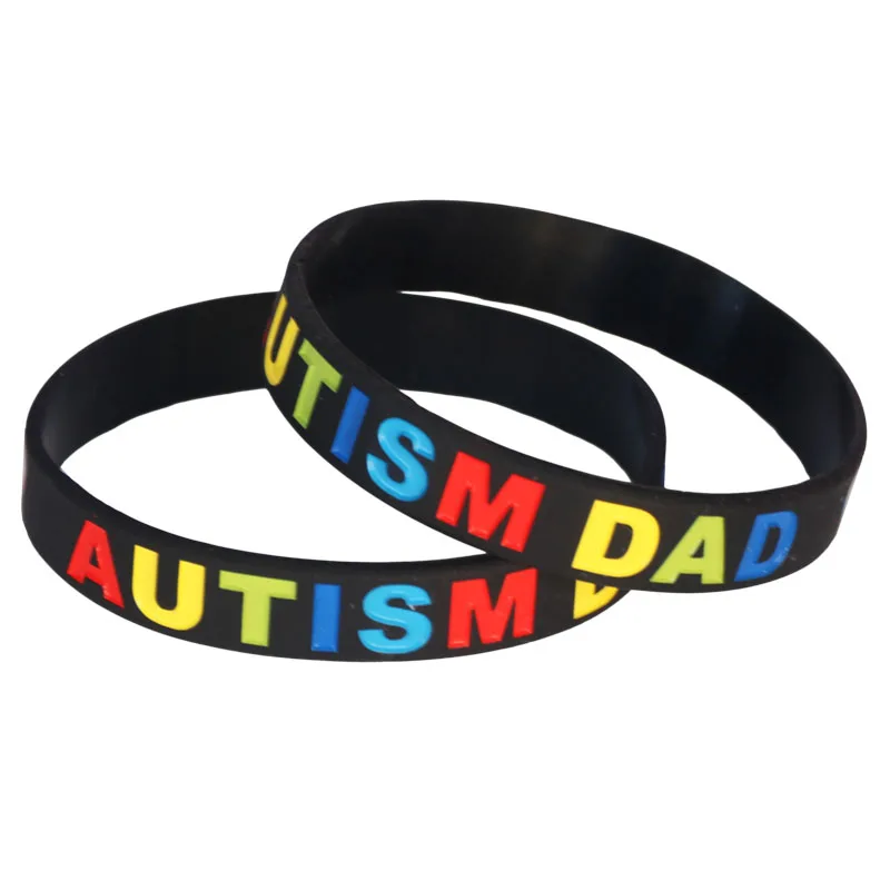 1PC New AUTISM DAD/MOM Silicone Bracelets&Bangles Medical Alert Daily Reminder Awareness Letter Wristbands Gift Adult Size SH123