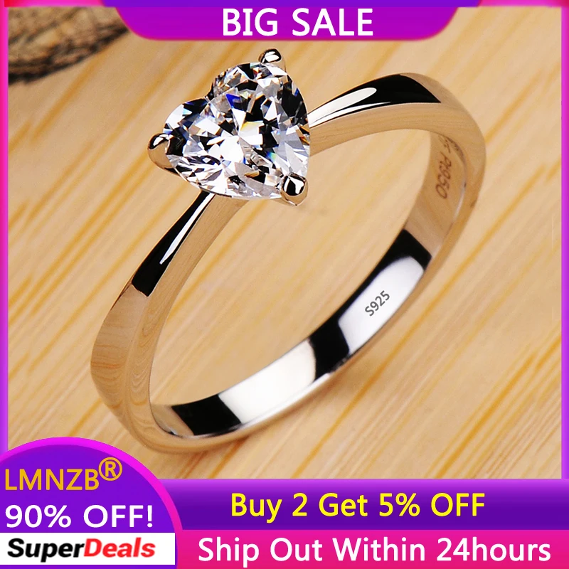 Dainty Simple Tibetan Silver Finger Ring Heart Cubic Zirconia Jewelry For Women & Girls Fashion Accessorie