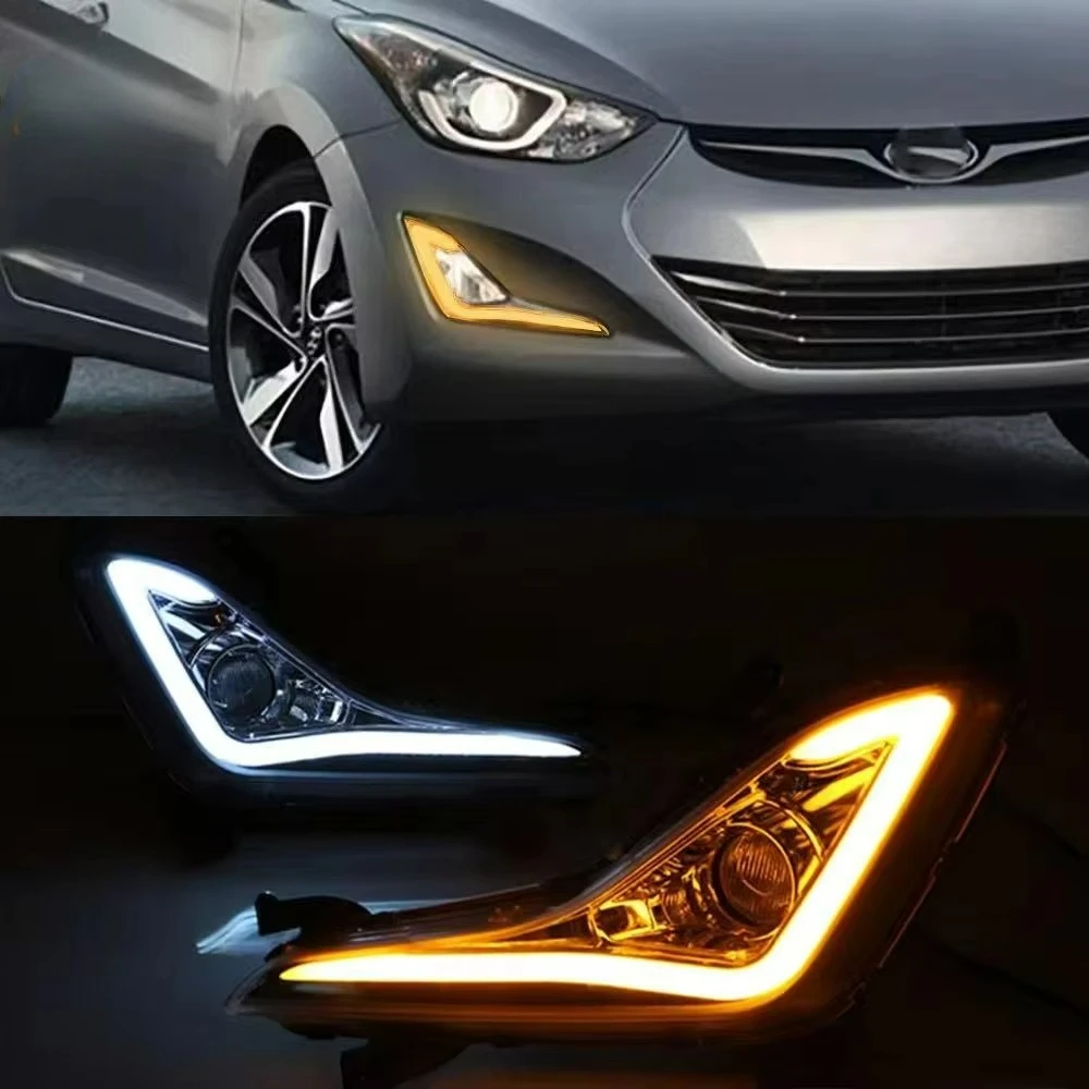 For Elantra 2014-2016 LED DRL Daytime Running Light For Hyundai Front Bumper Light Fog Light