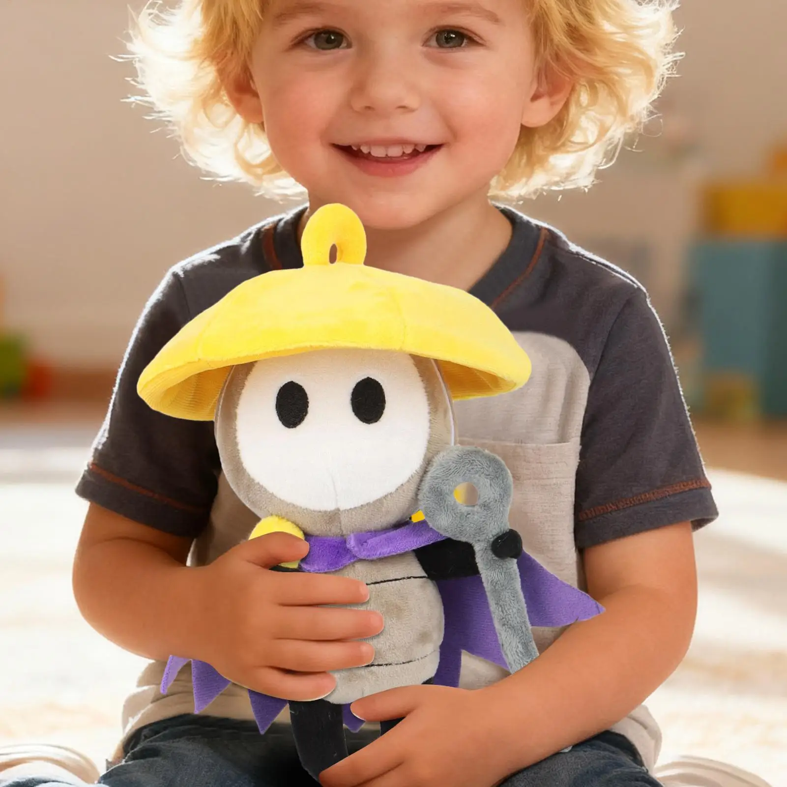 카툰 펀 핫셀 옐로우 햇 나이트 플러시 토이 인형 홀로우나이트 쿠션 플러시 토이 홈 데코 어린이 선물