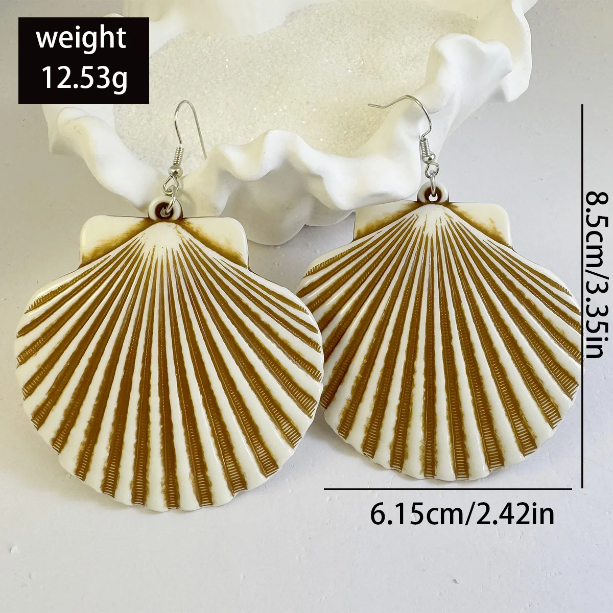 Docona  Oean Resin Conch Drop Earrings for Women Big Summer Scallop Starfish Dangle Earring Summer Jewelry Gift