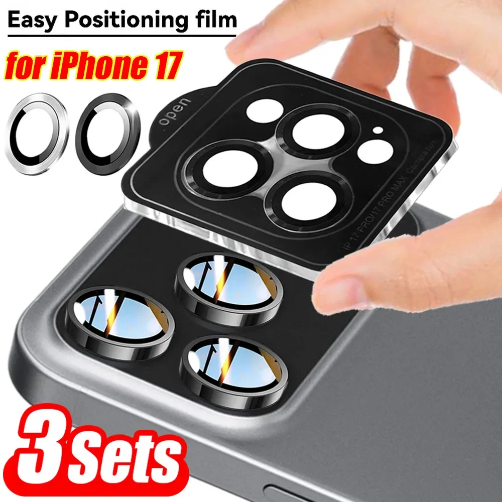 Metal Ring Camera Len Protector For iPhone 17 Pro Max Air 16 Pro Back Len Tempered Glass Camera HD Anti-Scratch Protective Film