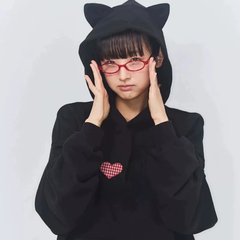 

Унисекс худи с принтом в виде сердца и ушей, удобный хлопковый свитшот с длинными рукавами для мужчин и женщин