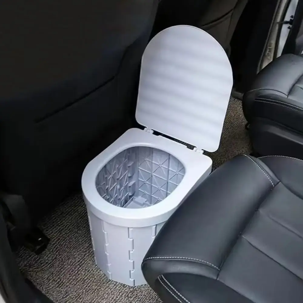 

One-piece Design Folding Toilet Use Garbage Bags Lid Portable Toilet Heavy Duty Convenient Vehicle-mounted Toilet