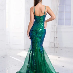Hülse ohne V -Neckline -Pailletten Meerjungfrau Mermaid Back Hochzeitsfeier Kleid bis zum Bodenkleid im Nachtball gekleidet 8 Hauptverkaufskleid Meerjungfrau Brautjungfer Hochzeit - №3