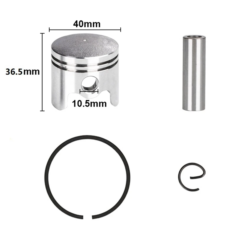 Kit de Piston de Débroussailleuse en Aluminium, 1 Jeu de 40 à 5 Pièces de Rechange pour Tondeuse Électrique