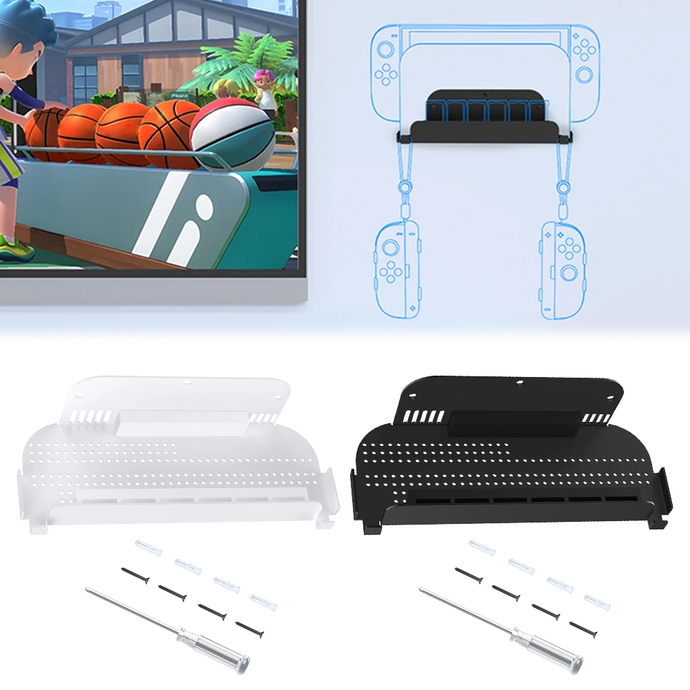 Suporte de parede para console ns2, suporte de parede para switch 2 para switch OLED com 2 acessórios de ganchos joy-con